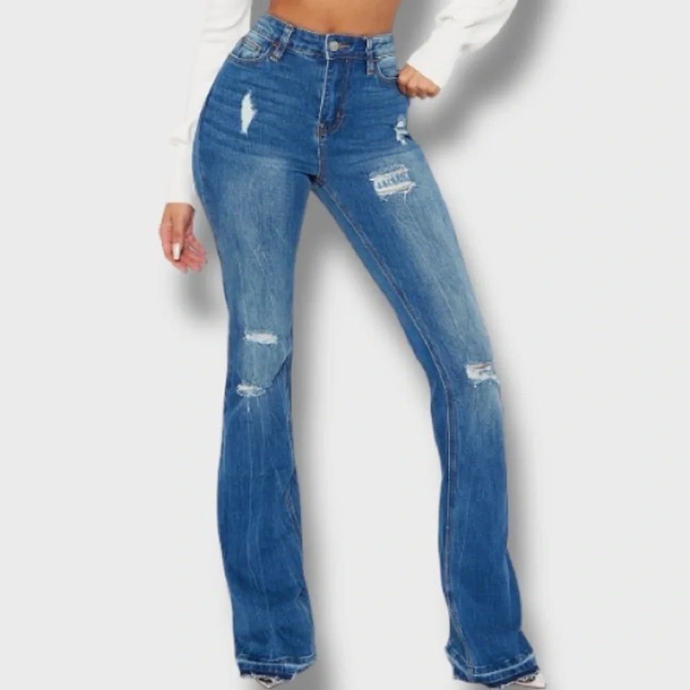 Tall Road Tripper Ripped Stretch Flare Jeans - 9 - Picture 2 of 3